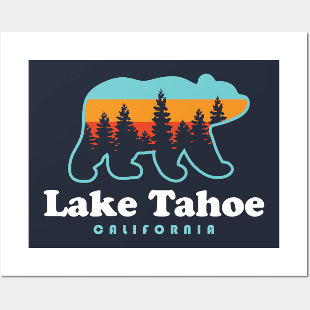 Lake Tahoe California Bear Retro Vintage Wall Art by PodDesignShop